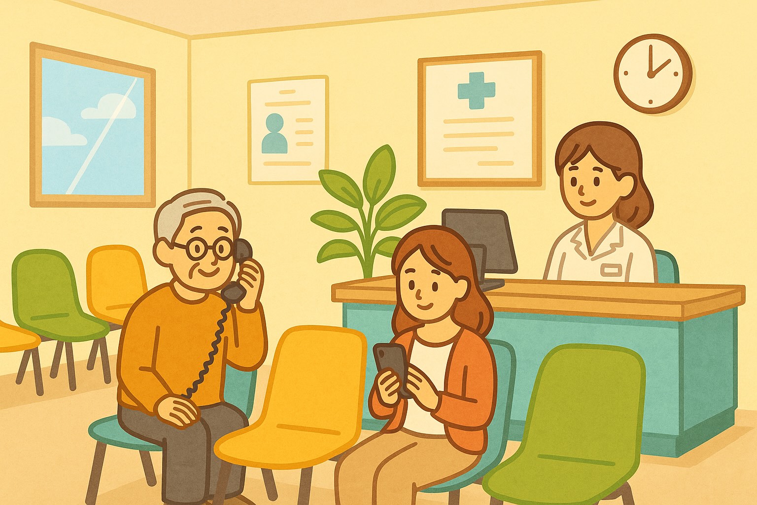 クリニックの待合室イラスト
